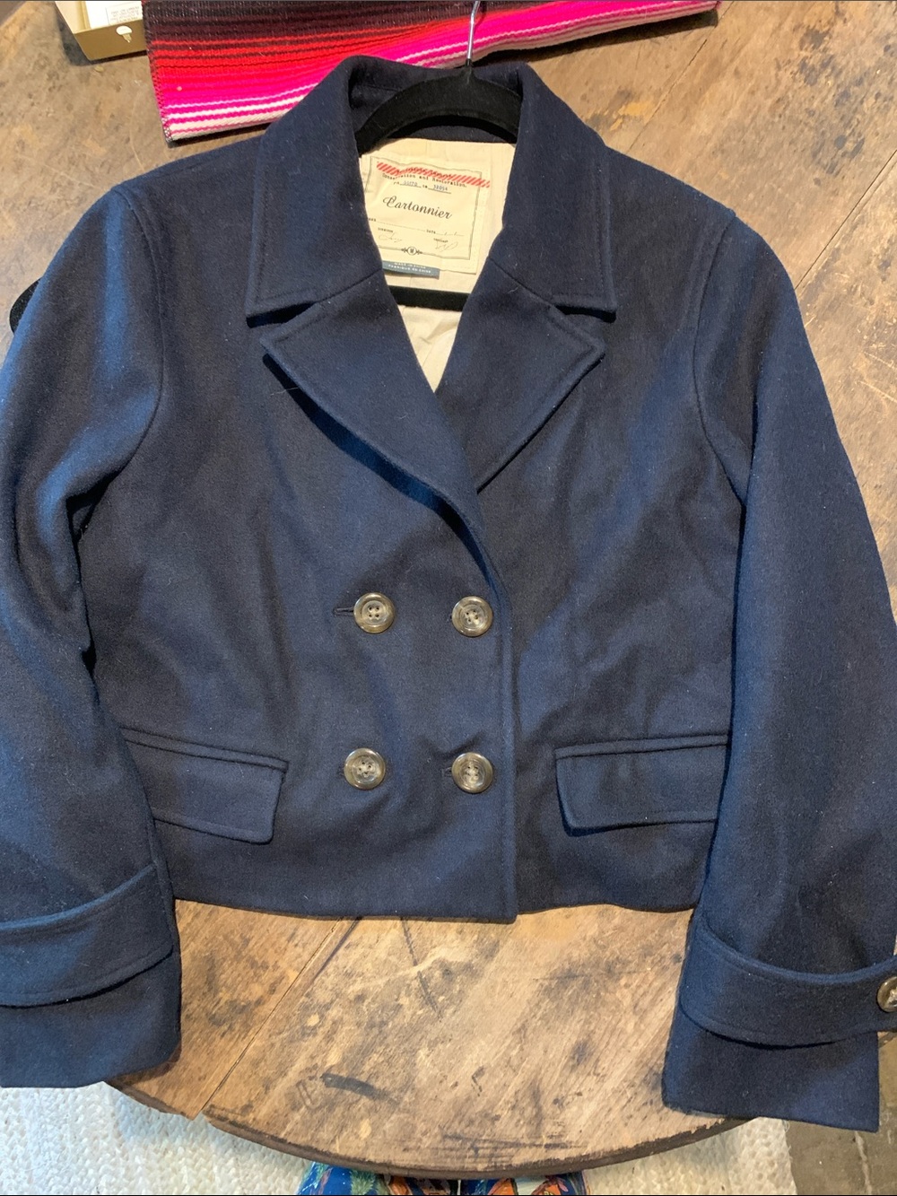 Cartonnier Anthropologie Women's Cropped Double-Breasted Peacoat Jacket